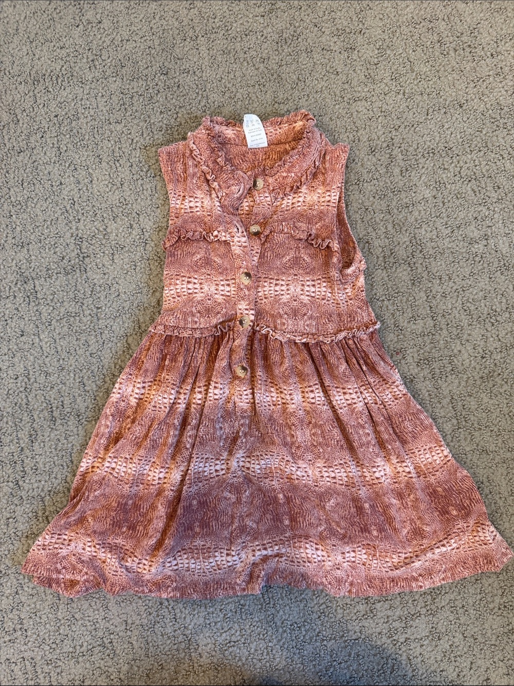Kate Quinn Rust Pink Girls' Sleeveless Button-Front Dress